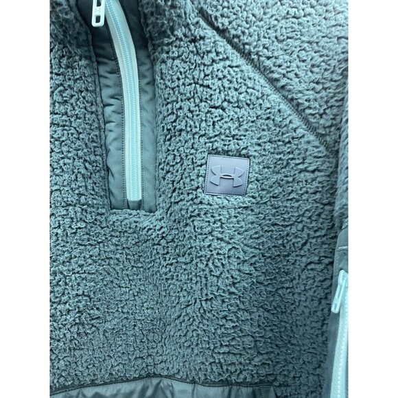 UNDER ARMOUR Women's Sherpa Fleece 1/4-Zip Teal Green Comfort Jacket Size Large - Picture 16 of 16